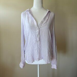 Cloth & Stone Henley Popover Coastal Chic Lilac Sheer Women's Long Sleeve Blouse